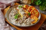Картопляні оладки з грибним соусом